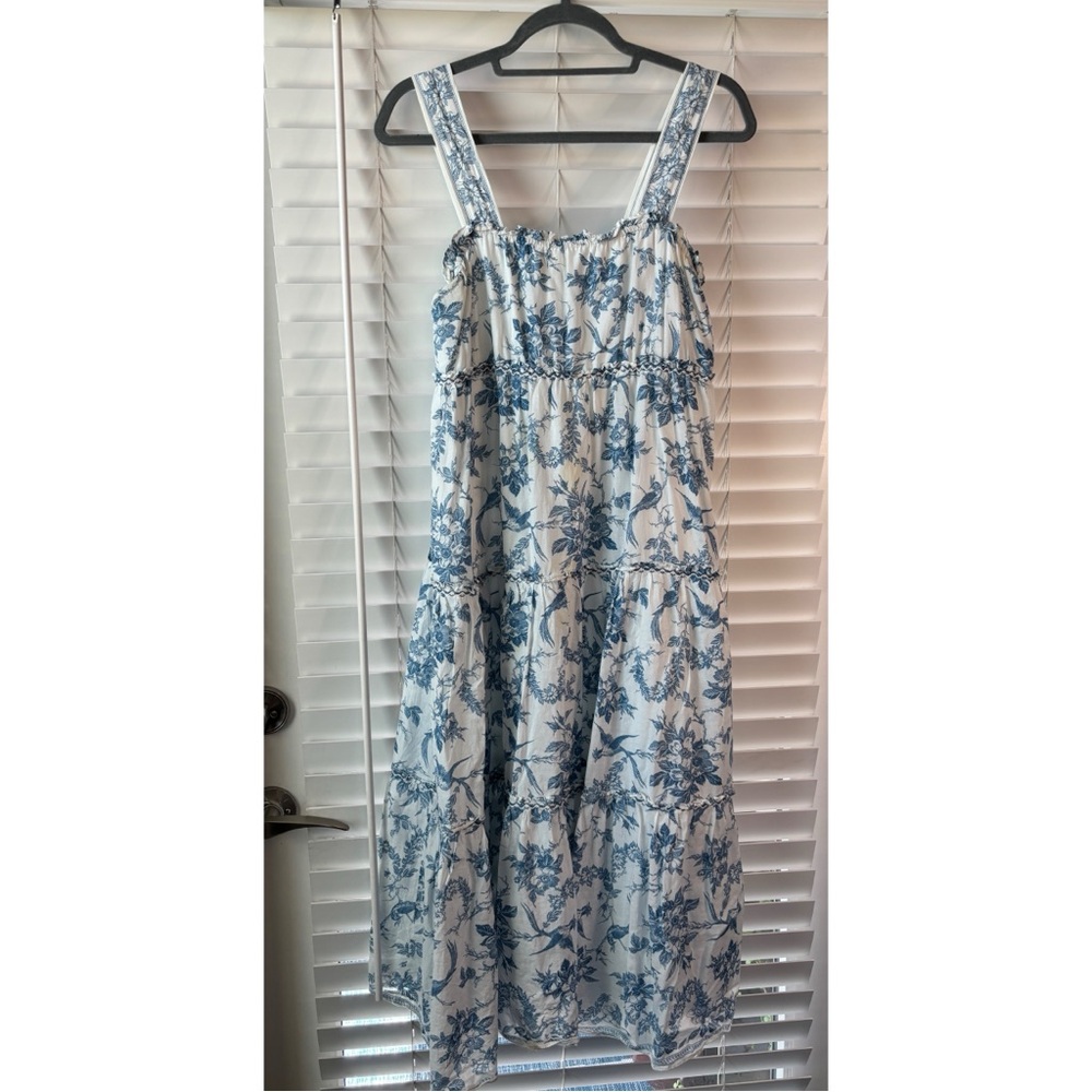 Max Studio Blue and White Floral Maxi Dress